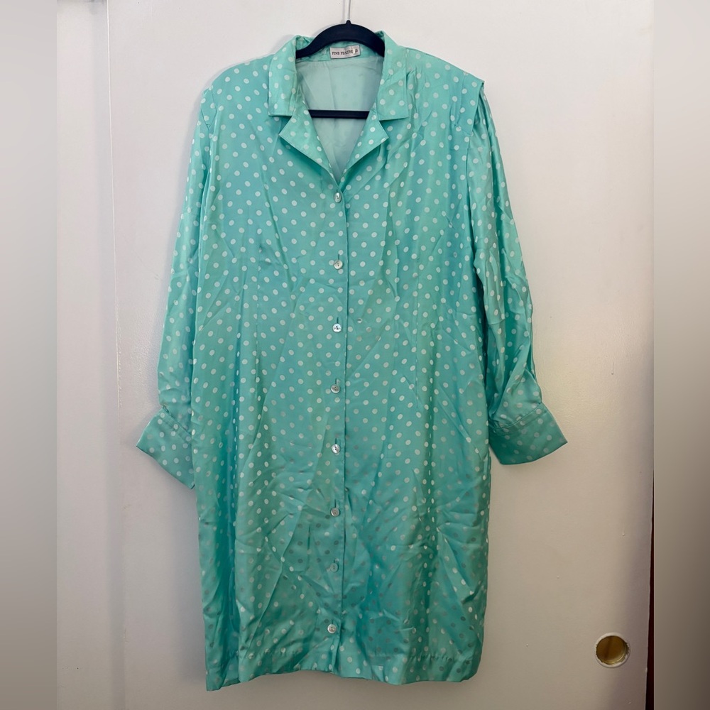 Polka Dot Silk Midi Dress in Aqua